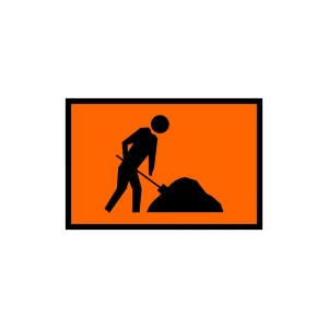 WORKERS AHEAD (Diggerman) 900 x 600mm Fluoro Orange 3M Boxed Edge T1-5A